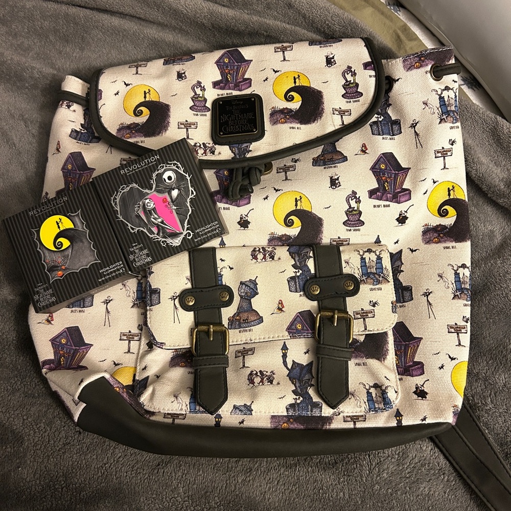 Nightmare Before Christmas Loungefly/Disney bag & Revolution Highlighter Bundle